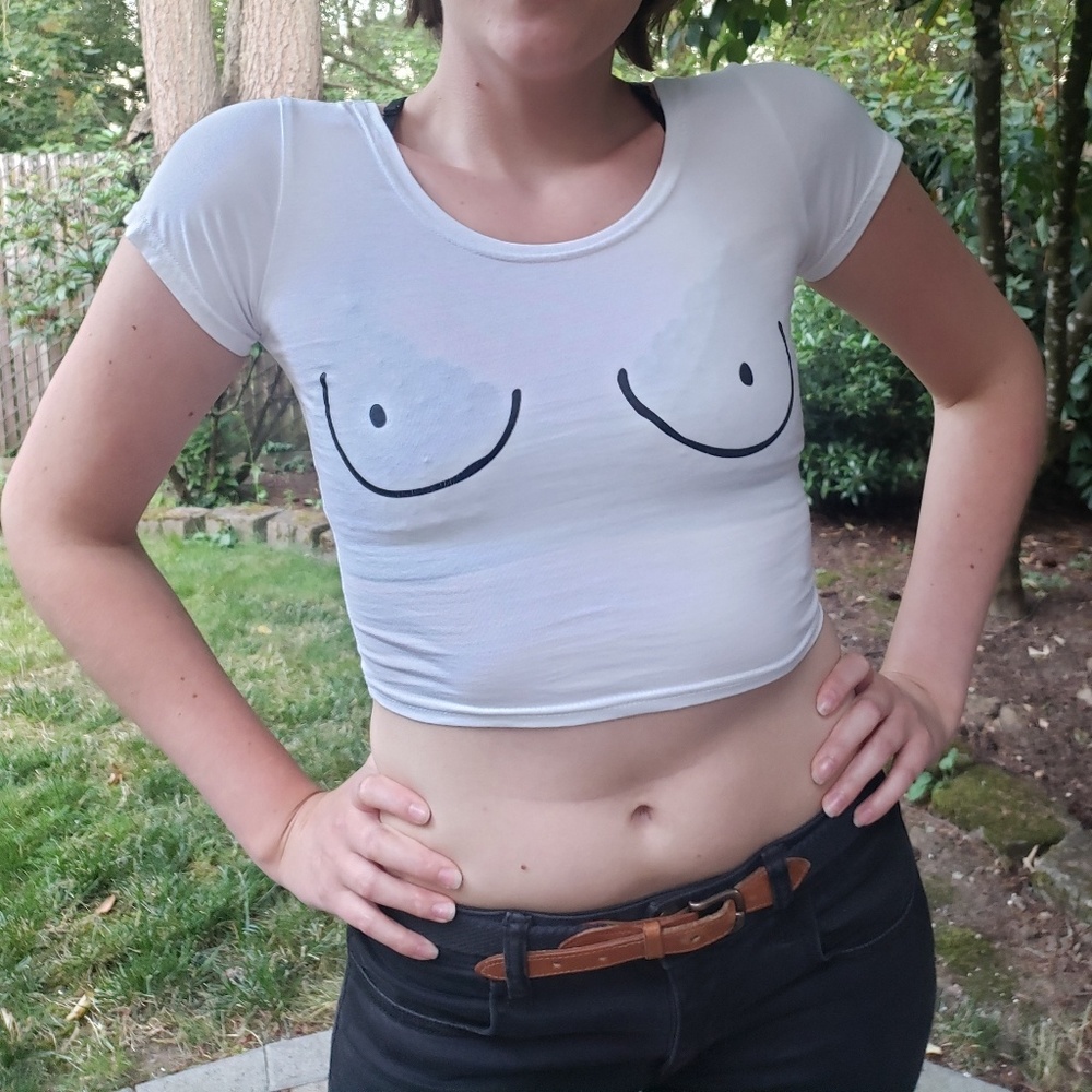 Titties Out Cropped Tee
